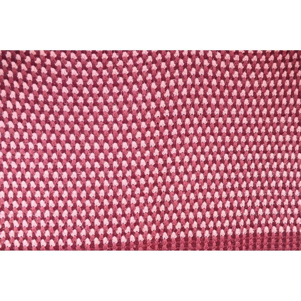 Vintage Pink and Burgundy Crochet Blanket Throw Cotton 46x64 Handcrafted